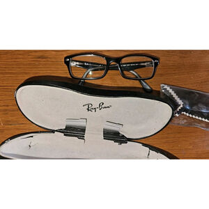 Ray Ban RB 5206 2034 Rectangle Black Clear Eyeglasses Optical Frame 52-18-140